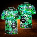 Custom Graffiti Never Give Up Bowling Polo Mens Shirts, Custom Graffiti Bowling Team Shirts