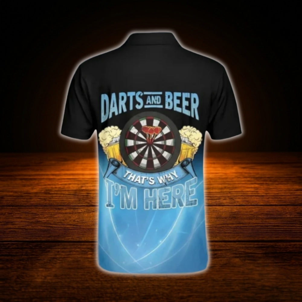 Darts And Beer That's Why I'm Here Custom Men Dart Polo Shirt, Custom Beer Lover Dart Shirt