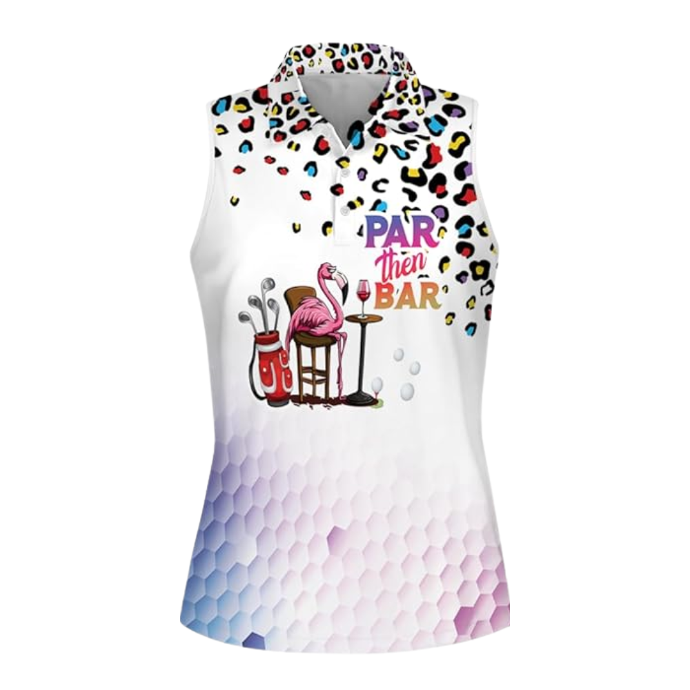 Women' sPar Then Bar Flamingo Sleeveless Golf Shirt, Funny Flamingo Golf Shirts For Ladies GZ0021