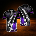 Custom Red Flame Bowling Polo Shirts Mens, Custom Flame Bowling Team Shirts