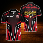 Black And Blue Custom Team Billiard Men Polo Shirt, Custom Billiard Shirt