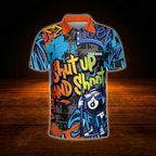 Funny 8 Ball Shut Up And Shoot Custom Graffiti Mens Billiard Polo Shirt, Custom Funny Billiard Team Shirt
