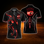 Custom 8 Ball Golden Black Billiard Polo Shirt For Men, Custom 8 Ball Pool Team Shirt