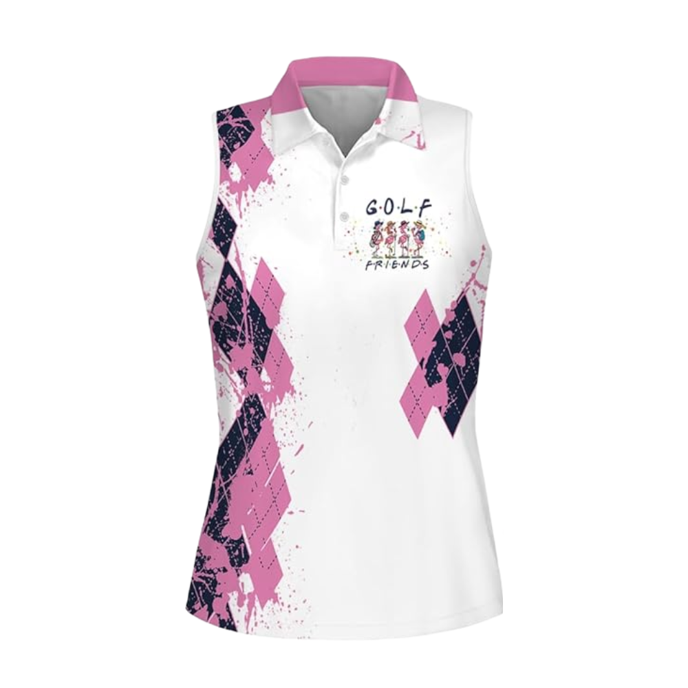 Golf Friend Flamingo Women's Sleeveless Golf Shirt, Flamingo Golf Shirt Womens GZ0018