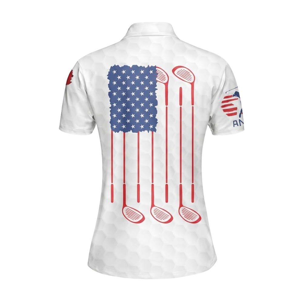 Custom American Flag Golf Polo Shirts For Ladies, Custom Women's Patriotic Golf Shirts GE0046