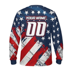 Custom American Flag Dirt Bike Long Sleeve Jersey For Men, Custom Patriotic Dirt Bike Shirts ME0001