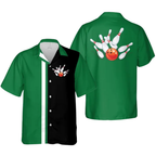 Custom Team Red And Black Hawaiian Bowling Shirts For Men, Custom Bowling Shirts BZ0263