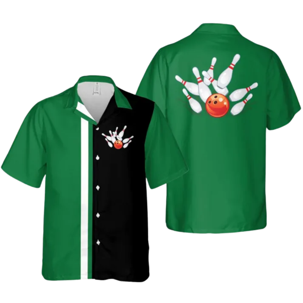 Custom Team Red And Black Hawaiian Bowling Shirts For Men, Custom Bowling Shirts BZ0263