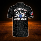 Make Bowling Great Again Custom American Flag Bowling Shirts Mens, Custom Patriotic Bowling Shirts