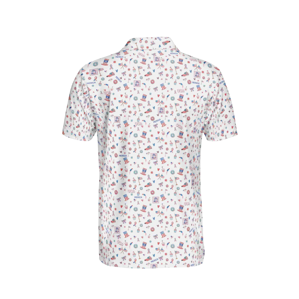 Patriotic 4th Of July Golf Polo Shirts For Men, 4th Of July Golf Shirts GE0104