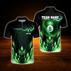 Custom 8 Ball Crystal Lighting Billiard Polo Shirt Men, Custom Team 8 Ball Billiard Shirt