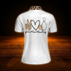 Peace Love Bowling Custom Leopard Bowling Polo Shirts Women, Custom Leopard Ladies Bowling Shirt
