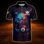 Custom Angry Bear 8 Ball Billiard Mens Polo Shirt, Custom Team Bear Billiard Shirt