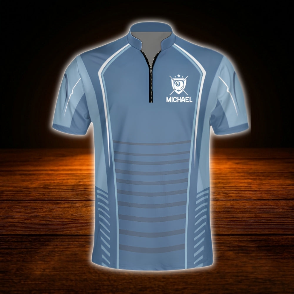 Custom Men Blue Billiard Team Jersey, Custom Billiard Team Shirt