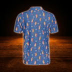 Funny Hot Dog Blue Polo Golf Shirt For Men, Hot Dog Golf Shirt