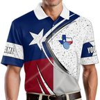 Texas Flag Custom Mens Dart Polo Shirt, Personalized Texas Darts Team Shirt
