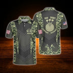Aim Shoot Swear Repeat Custom Green Camo Darts Men Polo Shirt, Custom Funny Darts Shirt