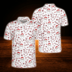 Santa Christmas Red And White Golf Polo Shirts For Men, Christmas Golf Shirts