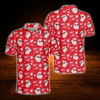 Red Santa Christmas Men's Golf Polo Shirts, Christmas Golf Shirts