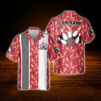 Custom Blue White Bowling Hawaiian Shirt, Custom Retro Bowling Shirt For Team