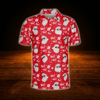 Red Santa Christmas Men's Golf Polo Shirts, Christmas Golf Shirts