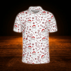 Santa Christmas Red And White Golf Polo Shirts For Men, Christmas Golf Shirts