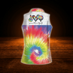 Custom Colorful Tie Dye Women's Golf Sleeveless Shirts, Custom Tie Dye Golf Shirts For Ladies