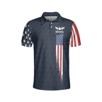 Custom American Flag Navy Golf Polo Shirt For Men, Custom Patriotic Golf Shirts GE0079