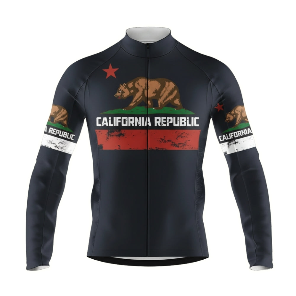 Custom California Men's Black Cycling Long Sleeve Jersey, Custom California Cycling Jerseys CZ0046