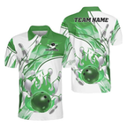 Custom Red Flame Bowling Polo Shirt For Men, Custom Flame Bowling Team Shirt BZ0006