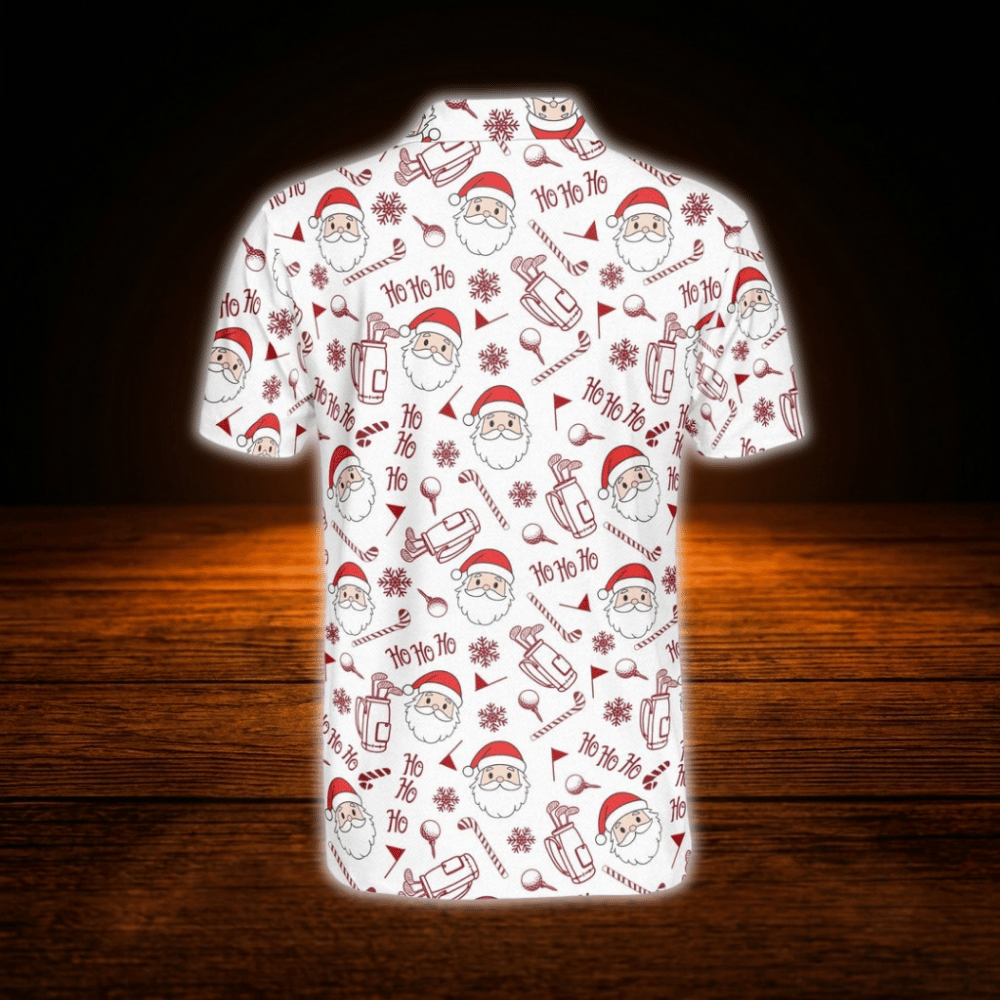 Santa Christmas Red And White Golf Polo Shirts For Men, Christmas Golf Shirts