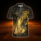 Custom Golden Dragon Bowling Mens Polo Shirt, Custom Dragon Bowling Shirt For Team