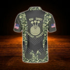 Aim Shoot Swear Repeat Custom Green Camo Darts Men Polo Shirt, Custom Funny Darts Shirt