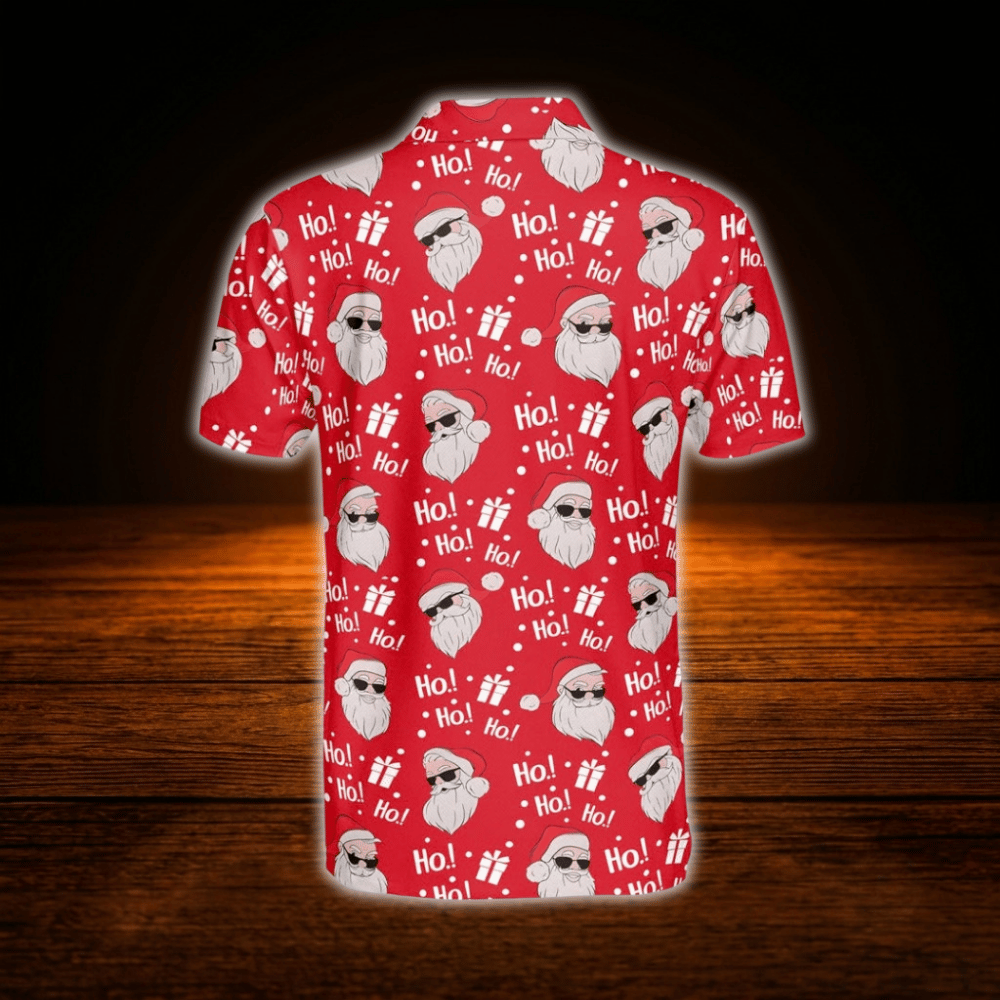 Red Santa Christmas Men's Golf Polo Shirts, Christmas Golf Shirts