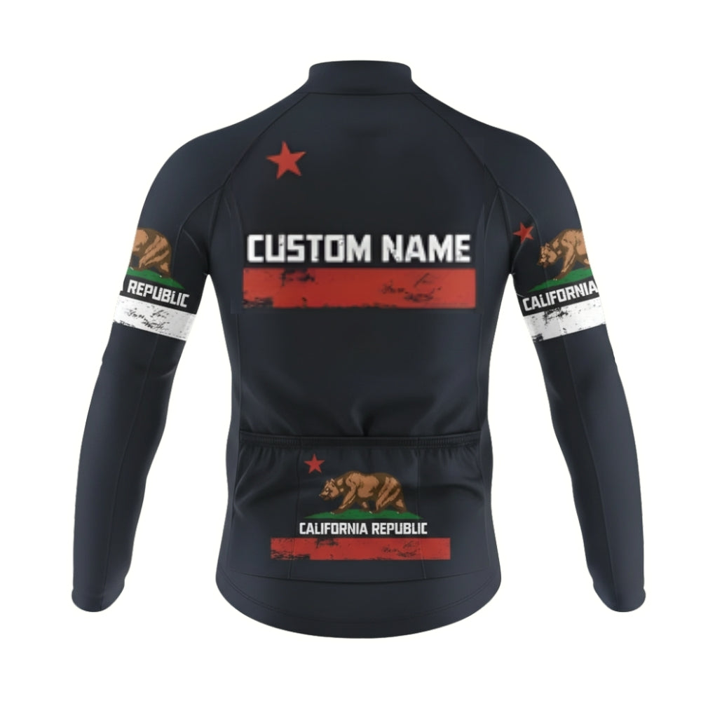 Custom California Men's Black Cycling Long Sleeve Jersey, Custom California Cycling Jerseys CZ0046