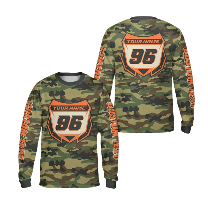 Custom Camo Dirt Bike Motocross Long Sleeve Jersey For Men, Custom Camo Dirt Bike Shirts ME0016