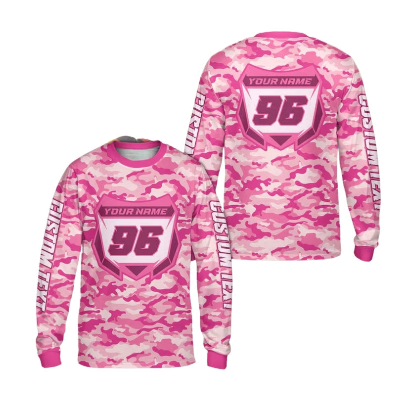 Custom Camo Dirt Bike Motocross Long Sleeve Jersey For Men, Custom Camo Dirt Bike Shirts ME0016