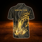 Custom Golden Dragon Bowling Mens Polo Shirt, Custom Dragon Bowling Shirt For Team