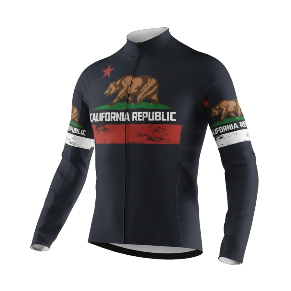 Custom California Men's Black Cycling Long Sleeve Jersey, Custom California Cycling Jerseys CZ0046