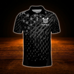 Custom Fire Dartboard Men's Black Dart Polo Shirt, Custom Flame Darts Team Shirts