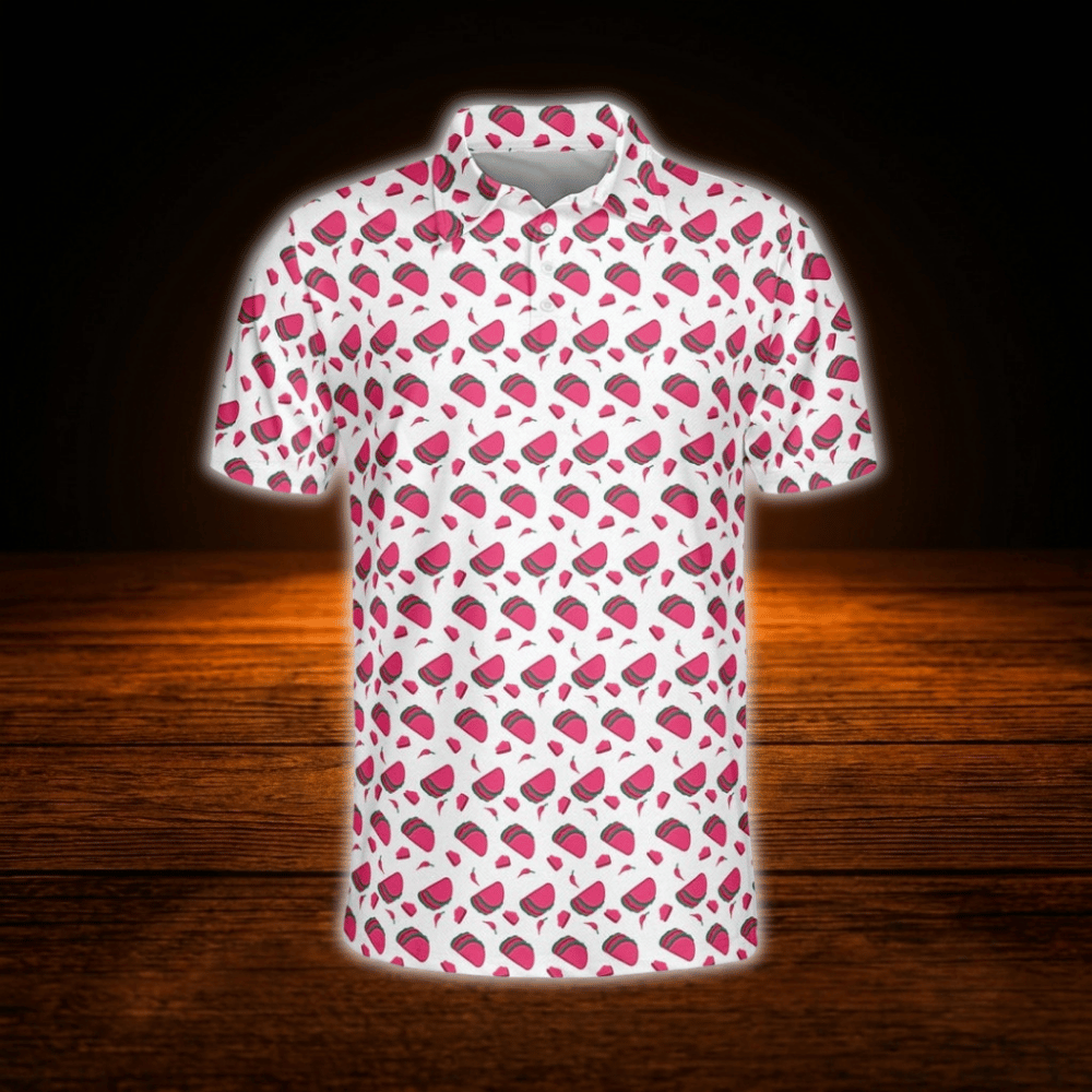 Pink Taco Men's Polo Golf Shirts, Taco Golf Shirt