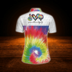 Custom Colorful Tie Dye Golf Polo Shirts For Women, Custom Tie Dye Golf Shirts For Ladies