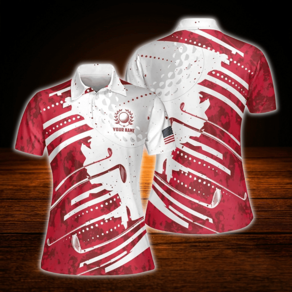 Custom Red And White Women's Polo Golf Shirt, Custom Golf Shirt For Ladies