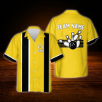 Custom Vintage Purple Black Bowling Men Hawaiian Shirt, Custom Vintage Team Bowling Shirt