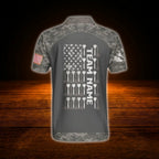 Custom USA Flag Camo Dart Polo Shirt Grey, Men's Custom Camo Darts Team Shirt