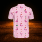Flamingo Christmas Pink Golf Polo Shirts For Men, Flamingo Golf Shirts