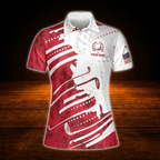 Custom Red And White Women's Polo Golf Shirt, Custom Golf Shirt For Ladies