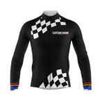 Custom Team Mens Black And White Cycling Long Sleeve Jersey, Custom Club Cycling Jerseys CZ0048