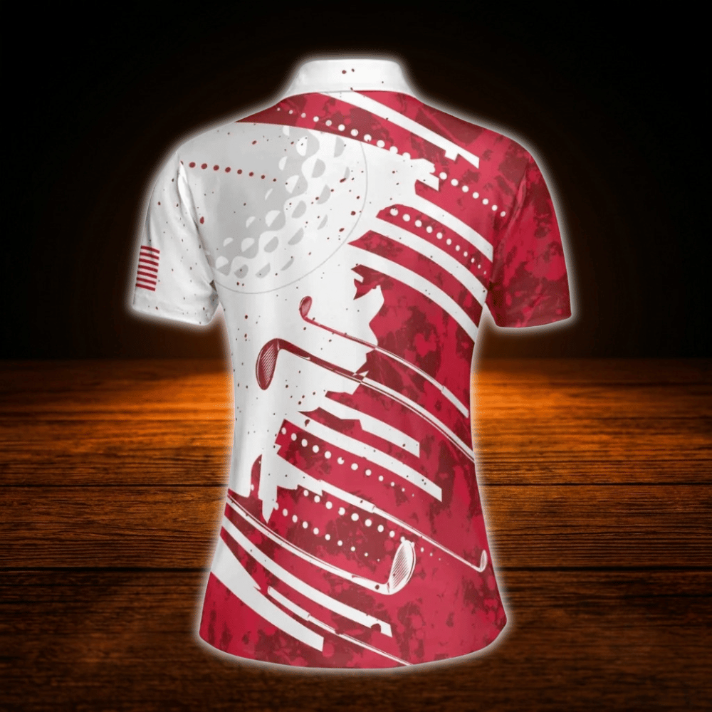 Custom Red And White Women's Polo Golf Shirt, Custom Golf Shirt For Ladies