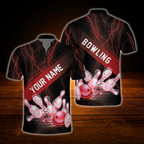 Custom Thunder Pink Black Bowling Jersey Men, Custom Thunder Bowling Team Shirt
